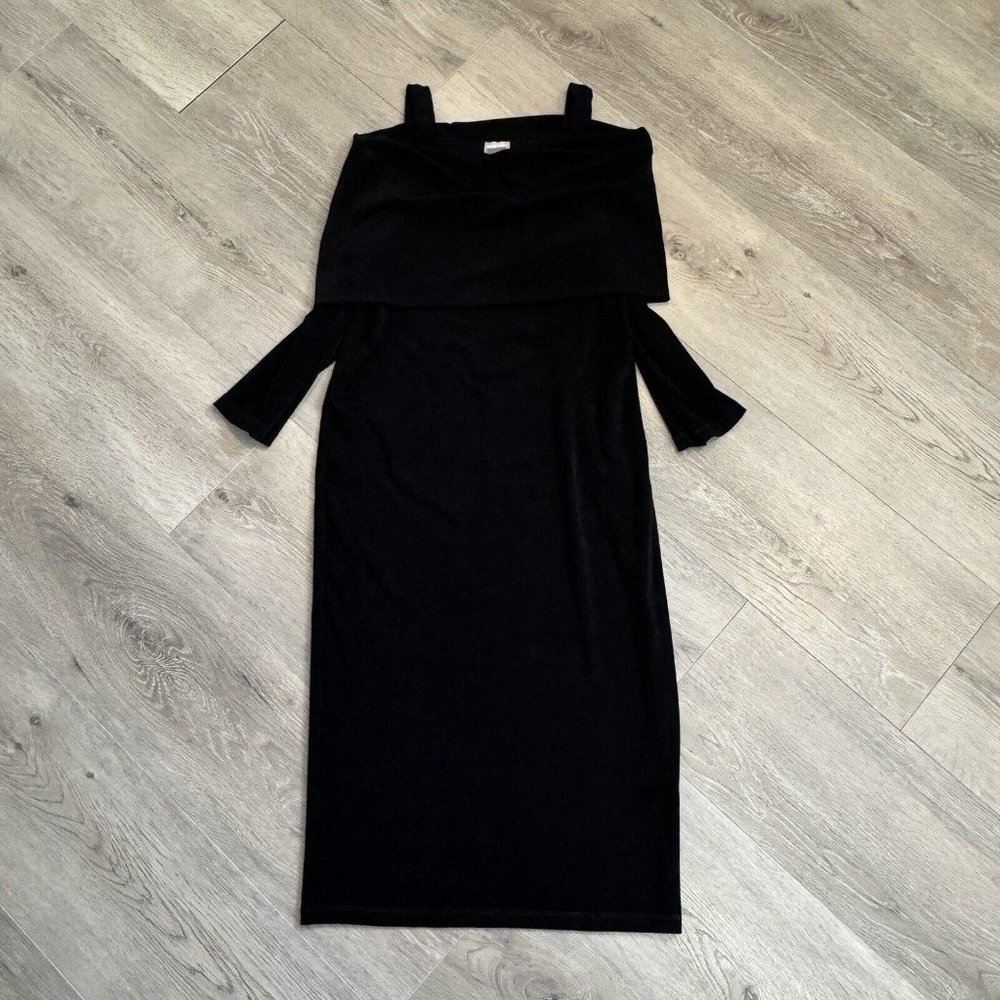 Chicos Travelers Off Shoulder Knit Midi Dress Womens Chicos 0 Fits like 4 / 6